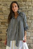 Nonni Gingham Poet Blouse Navy